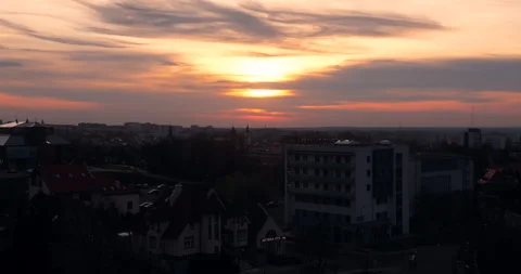 Sunset Over a Small Town in Poland Timelapse Stock Footage 140921642
