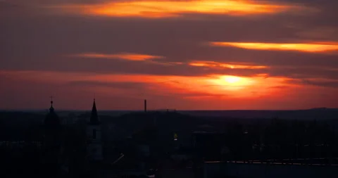 Sunset Over a Small Town Timelapse Stock Footage 140925487