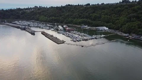 Sunset over sound marina Video stock 133497382