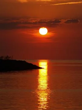 Sunset over sound Foto stock