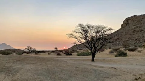 Sunset over Spitzkoppe Namibia Foto stock