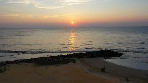 Sunset over sri lanka's ocean Stock Footage 99775381