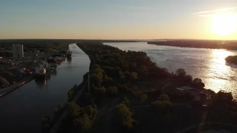 Sunset over the St. Lawrence river Stock Footage 229900002