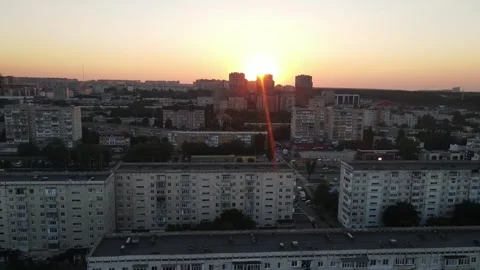 Sunset over Stavropol residential district Stock Footage 337093808