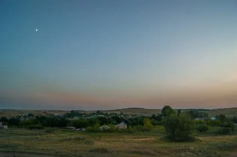 Sunset over the steppe 스톡 사진
