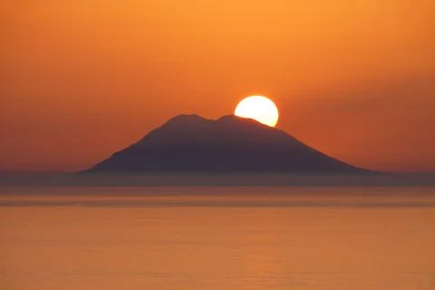 Sunset over the Stromboli Foto stock