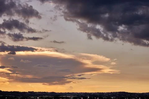 Sunset over suburb Stock Photos