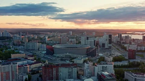 Sunset over the summer city Stock Footage 195098258