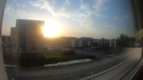 Sunset over the Swedish apartment complex Stock Footage 201691118