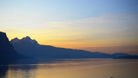 Sunset over the Swiss mountains. Stock Footage 124183624