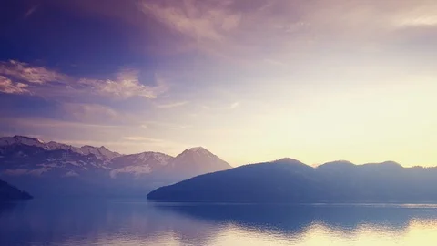 Sunset over the SwissAlp mountains. Stock Footage 124183203