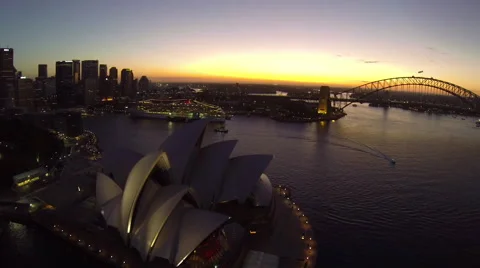 Sunset over Sydney Opera House Stock Footage 65364739