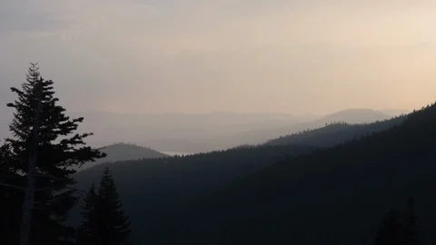 Sunset over the tahoe basin upwards pan Stock Footage 89959165