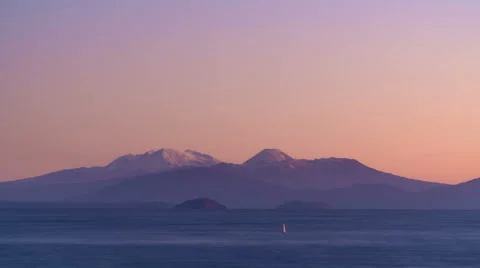 Sunset over Taupo Stock Footage 56361599