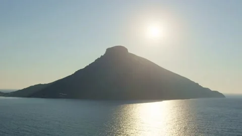 Sunset over Telendos Stock Footage 217936056