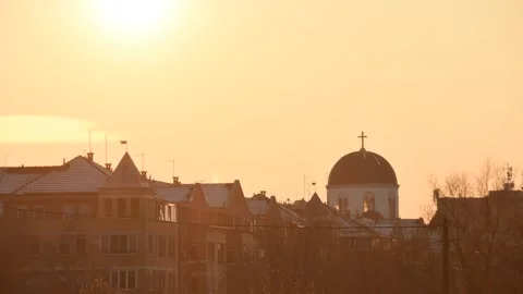 Sunset Over Temple Dome Stock Footage 141055888