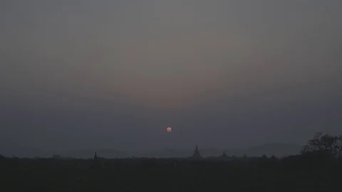 Sunset over the temples of Bagan, Myanmar Stock Footage 89825376