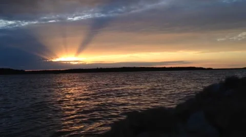 Sunset over a Texas Lake Stock Footage 44966844