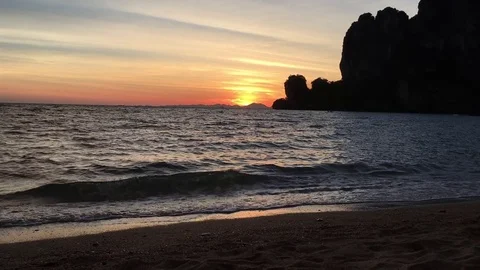 Sunset over Thailand Beach Stock Footage 73755182