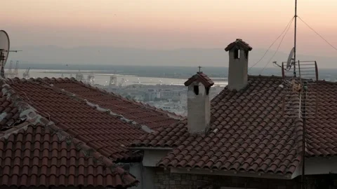 Sunset over Thessaloniki Stock Footage 200012564