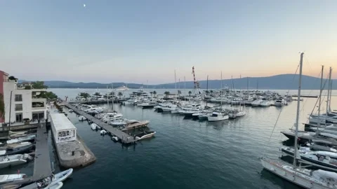 Sunset over Tivat Stock Footage 158977294