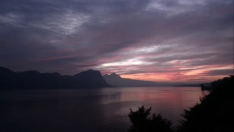 Sunset over the tops of the mountains. Alps in central Switzerland. Stock Footage 108906164