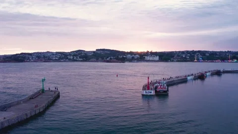 Sunset over Torquay Marina from a drone, English Riviera, Torbay, Devon, England Stockbeeldmateriaal 207464896