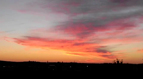 Sunset over town, timelapse Stock Footage 52194855
