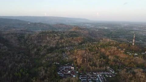 Sunset Over Tranquil Forested Hills Drone Footage Video stock 285106864
