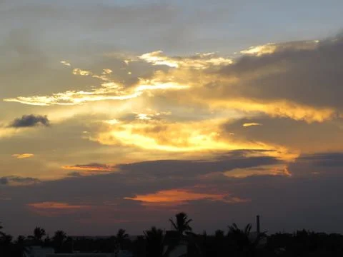 Sunset over the trees Stock Photos