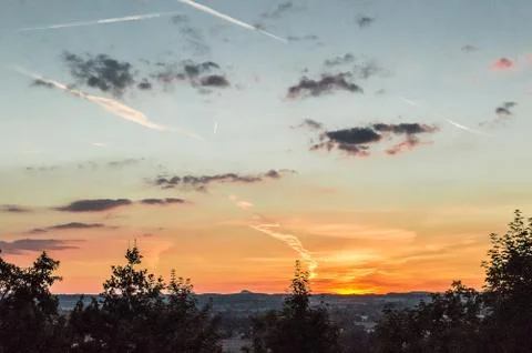  Sunset over the trees Stock Photos
