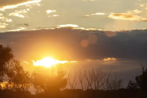 Sunset over trees Stock Photos
