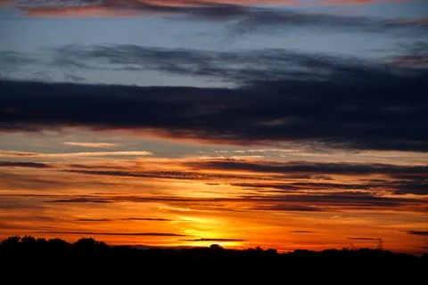 Sunset over the Trees Stock Photos