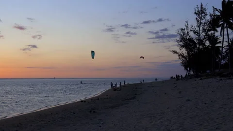 Sunset over Trou d'Eau beach on Reunion Island Stock Footage 143327225