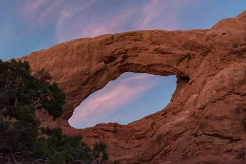 Sunset over Turret Arch in the Arches National Park Stock Photos