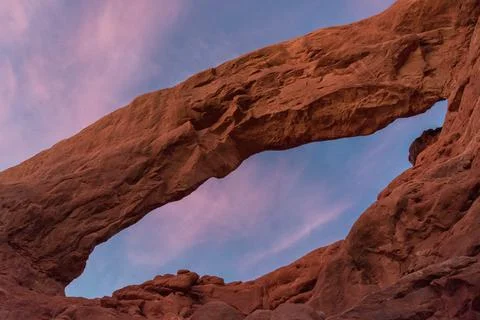 Sunset over Turret Arch in the Arches National Park Stock Photos