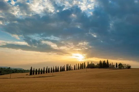 Sunset over tuscany Stock Photos
