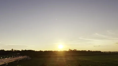 Sunset Over Ujan Gram Bill and Rural Landscape in Kushtia, Bangladesh Video stock 341992099