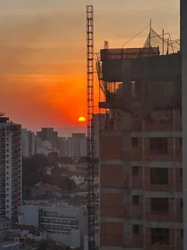 Sunset over Urban Construction Stock Photos