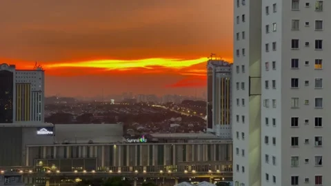 Sunset Over Urban Highway Stock-Footage 248056497