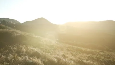 Sunset over the Valley Fields Stock Illustration