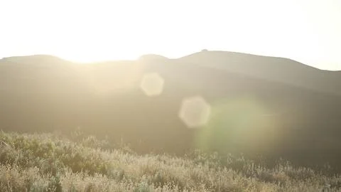 Sunset over the Valley Fields Stock Illustration