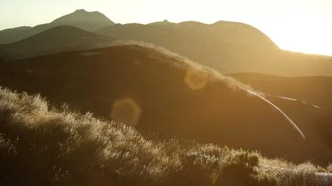 Sunset over the Valley Fields Stock Illustration