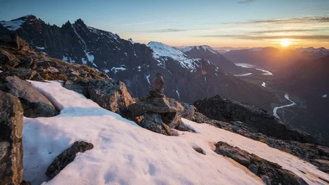 Sunset over valley Stock Footage 87788821