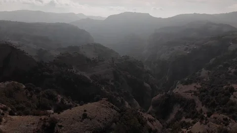 Sunset Over a Valley of Gorges Stock Footage 123418479