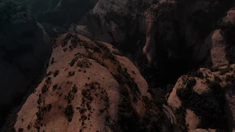 Sunset Over a Valley of Gorges Stock Footage 123418641