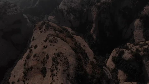 Sunset Over a Valley of Gorges Stock Footage 123418643