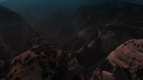 Sunset Over a Valley of Gorges 库存影片 123419086