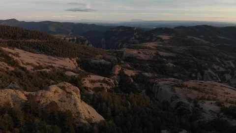 Sunset Over a Valley of Gorges Stock Footage 123419364
