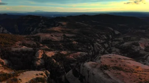 Sunset Over a Valley of Gorges Stock Footage 123419594